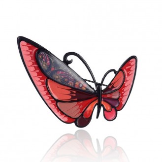 Брошь женская BROCHE бижутерия Насекомые Бабочка красная BRSF111806