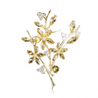 Брошь женская BROCHE бижутерия с кристаллами Цветы Гамамелиса BRBF111852
