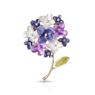 Брошь женская BROCHE бижутерия с эмалью Цветы Гортензия фиолетовая BRBF111884