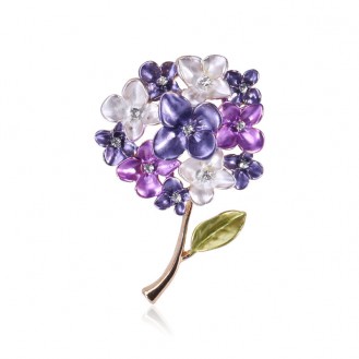 Брошь женская BROCHE бижутерия с эмалью Цветы Гортензия фиолетовая BRBF111884