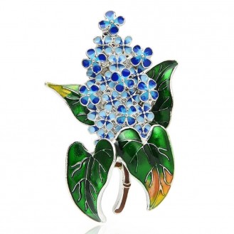 Брошь женская BROCHE бижутерия с эмалью Цветы Сирень голубая BRBF111921
