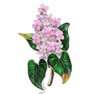 Брошь женская BROCHE бижутерия с эмалью Цветы Сирень розовая BRBF111919