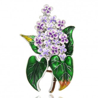Брошь женская BROCHE бижутерия с эмалью Цветы Сирень фиолетовая BRBF111920