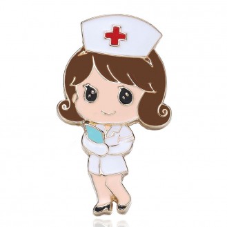 Брошь женская BROCHE бижутерия с эмалью Медицина Медсестра в белом халате BRBF111929