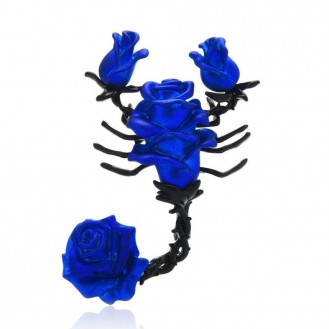 Брошь унисекс BROCHE бижутерия Насекомые Скорпион в виде синей розы BRBF111970
