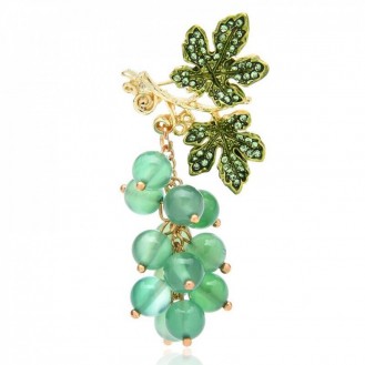 Брошь-кулон женская BROCHE бижутерия Ягоды Виноград зелёная BRBF112427