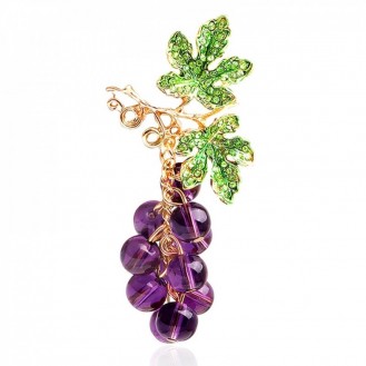 Брошь-кулон женская BROCHE бижутерия Ягоды Виноград фиолетовая BRBF112180