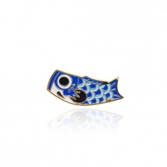 Брошь-значок унисекс BROCHE бижутерия с эмалью Рыбы Карп Кои синяя BRGV112260