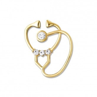 Значок (пин) BROCHE брошь бижутерия Медицина Фонендоскоп золотистый BRGV112340