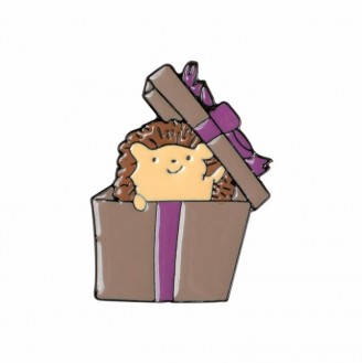 Брошь-значок женская BROCHE бижутерия с эмалью Ёжик в подарочной коробке коричневая BRGV112381