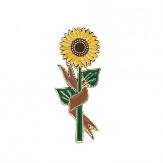 Брошь-значок женская BROCHE бижутерия с эмалью Цветы Подсолнух жёлтая BRGV112383