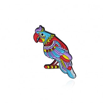 Брошь-значок унисекс BROCHE бижутерия с эмалью Lovely Птицы Попугай разноцветная BRGV112440