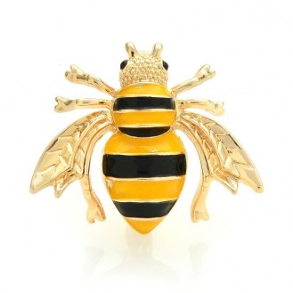 Брошь унисекс BROCHE бижутерия с эмалью Насекомые Пчела золотистая BRBF112466