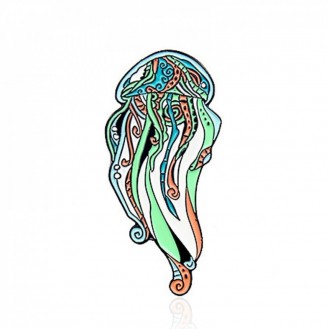 Брошь-значок унисекс BROCHE бижутерия с эмалью Море Медуза разноцветная BRGV112529