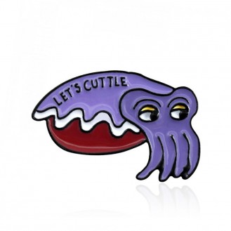 Брошь-значок унисекс BROCHE бижутерия с эмалью Море Каракатица фиолетовая BRGV112531
