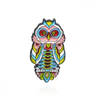 Брошь-значок унисекс BROCHE бижутерия с эмалью Lovely Птицы Сова разноцветная BRGV112570