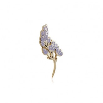 Брошь-значок женская BROCHE бижутерия с эмалью Цветы Лаванда фиолетовая BRGV112654