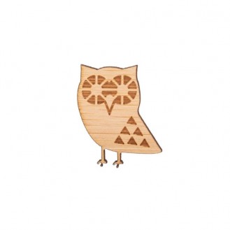 Брошь-значок унисекс BROCHE бижутерия из дерева Птицы Сова коричневая BRGV112670
