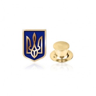 Брошь-значок унисекс BROCHE бижутерия Тризуб герб Украины синяя BRGV112672