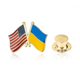 Брошь-значок унисекс BROCHE бижутерия Флаг США-Украина BRGV112716