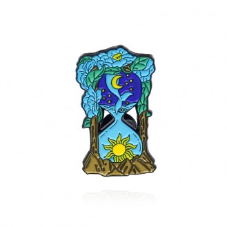Брошь-значок женская BROCHE бижутерия с эмалью Песочные часы голубая BRGV112773