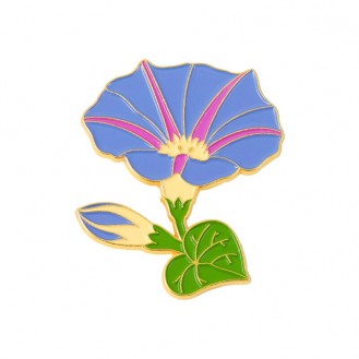 Брошь-значок женская BROCHE бижутерия с эмалью Цветы Петуния голубая BRGV112790