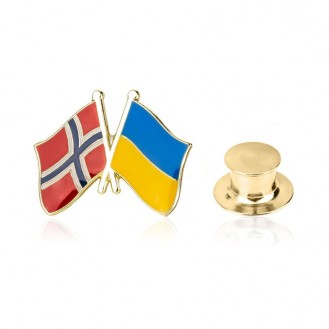 Брошь-значок унисекс BROCHE бижутерия Флаг Норвегия-Украина BRGV112802