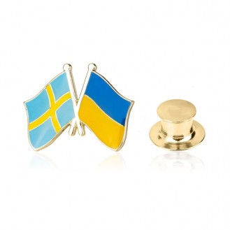 Брошь-значок унисекс BROCHE бижутерия Флаг Швеция-Украина BRGV112804