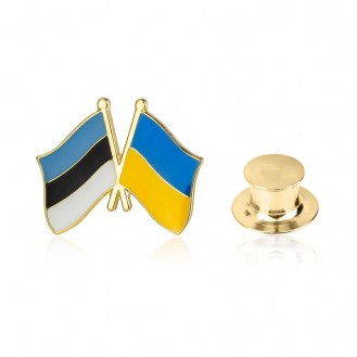 Брошь-значок унисекс BROCHE бижутерия Флаг Эстония-Украина BRGV112807
