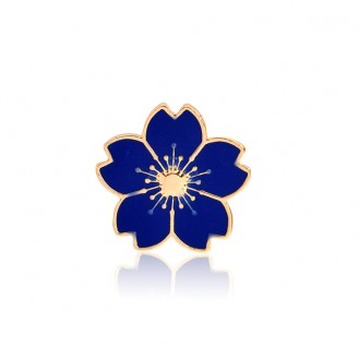 Брошь-значок женская BROCHE бижутерия с эмалью Цветы Сакура синяя BRGV112853