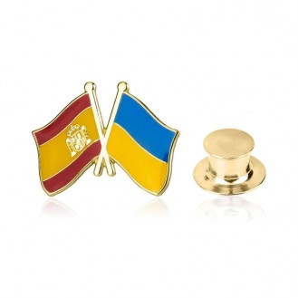 Брошь-значок унисекс BROCHE бижутерия Флаг Испания-Украина BRGV112856