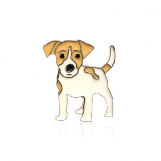 Брошь-значок унисекс BROCHE бижутерия с эмалью Животные Пёс Джек-рассел-терьер BRGV112862