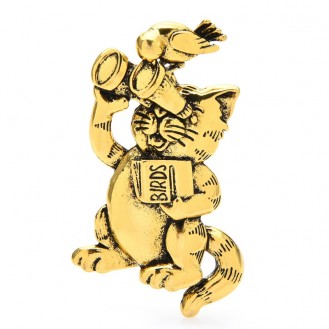 Брошь унисекс BROCHE бижутерия Животные Кот с биноклем золотистая BRGV112893