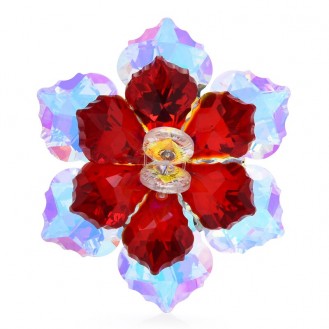 Брошь женская BROCHE бижутерия с кристаллами Сияющий Цветок бордовая BRBF112908