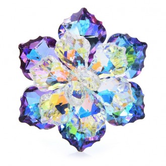 Брошь женская BROCHE бижутерия с кристаллами Сияющий Цветок фиолетовая BRBF112900