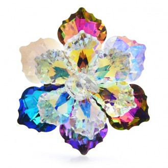 Брошь женская BROCHE бижутерия с кристаллами Сияющий Цветок разноцветная BRBF112906