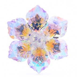 Брошь женская BROCHE бижутерия с кристаллами Сияющий Цветок розовая BRBF112905