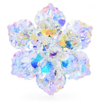 Брошь женская BROCHE бижутерия с кристаллами Сияющий Цветок белая BRBF112902