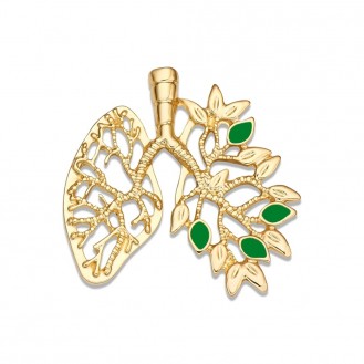 Брошь-значок унисекс BROCHE бижутерия Медицина Анатомия Цветущие лёгкие золотистая BRGV112938
