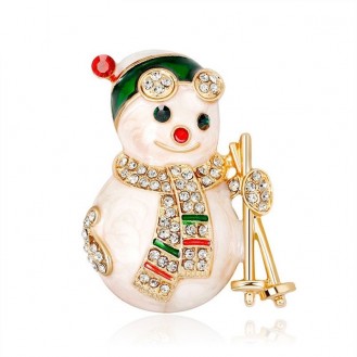 Брошь женская BROCHE бижутерия Снеговик белая BRBF113001