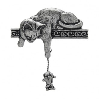 Брошь унисекс BROCHE бижутерия Животные Кот и Мышь серая BRBF113068