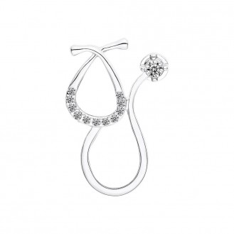 Значок (пин) BROCHE брошь бижутерия Медицина Стетоскоп серебристый BRGV114294