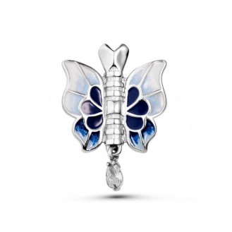 Брошь-значок женская BROCHE бижутерия Медицина Щитовидная железа бабочка голубая BRGV113170