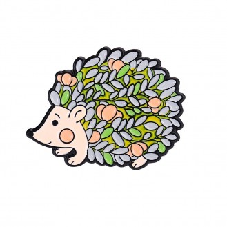 Брошь-значок женская BROCHE бижутерия Животные Ёжик с листьями разноцветная BRGV113296