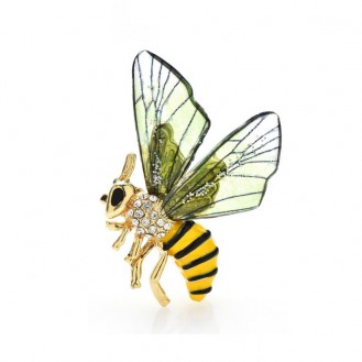 Брошь женская BROCHE бижутерия Насекомые Пчела зелёная BRBF113354
