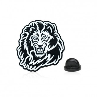 Брошь-значок унисекс BROCHE бижутерия Животные Голова Льва чёрная BRGV113357