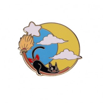 Брошь-значок женская BROCHE бижутерия Животные Кот на метле разноцветная BRGV113445