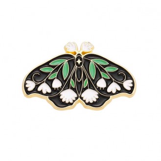 Брошь-значок женская BROCHE бижутерия Насекомые Бабочка чёрная BRGV113457