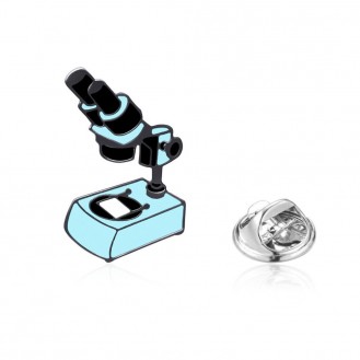 Брошь-значок унисекс BROCHE бижутерия Медицина Микроскоп голубая BRGV113506