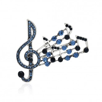 Брошь унисекс BROCHE бижутерия Музыка Скрипичный ключ с нотами синяя BRBF113569